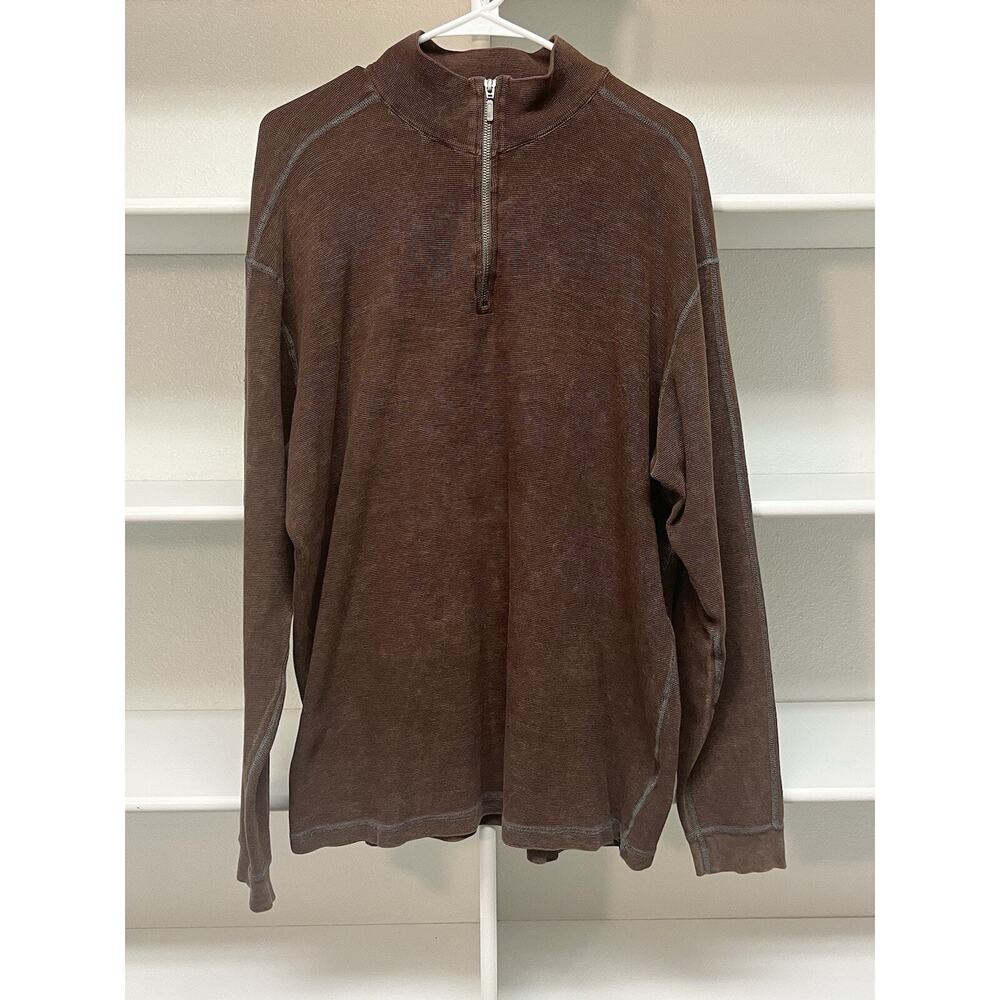 Agave Men's 1/4 Zip Casual Waffle Long Sleeve Brown Pullover Size XXL